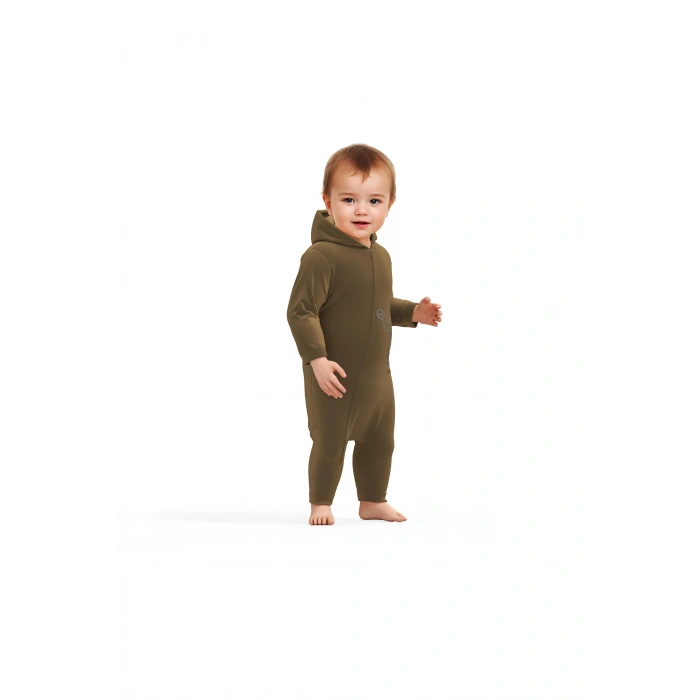 Bebek Kapüşonlu Fermuarlı Tulum, %80 Organik Pamuk & %20 Polyester, Bebek ve Yenidoğan Serisi - CSYK6045