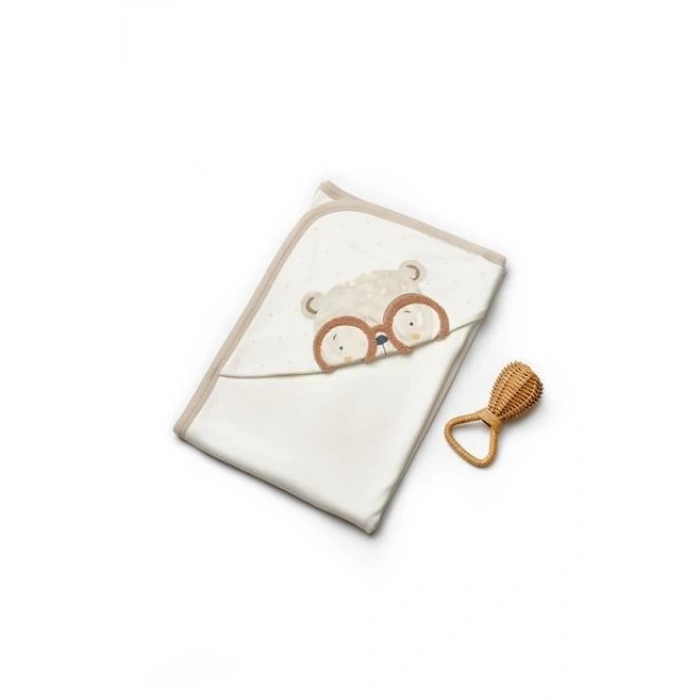 Bebek Şapkalı Battaniye %100 Organic Pamuk -Yenidoğan Serisi - CSY8129