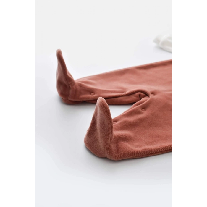 Bebek Teddy Kadife Ayaklı Tulum, %80 Organik Pamuk, Bebek ve Yenidoğan Serisi - CSYK6013