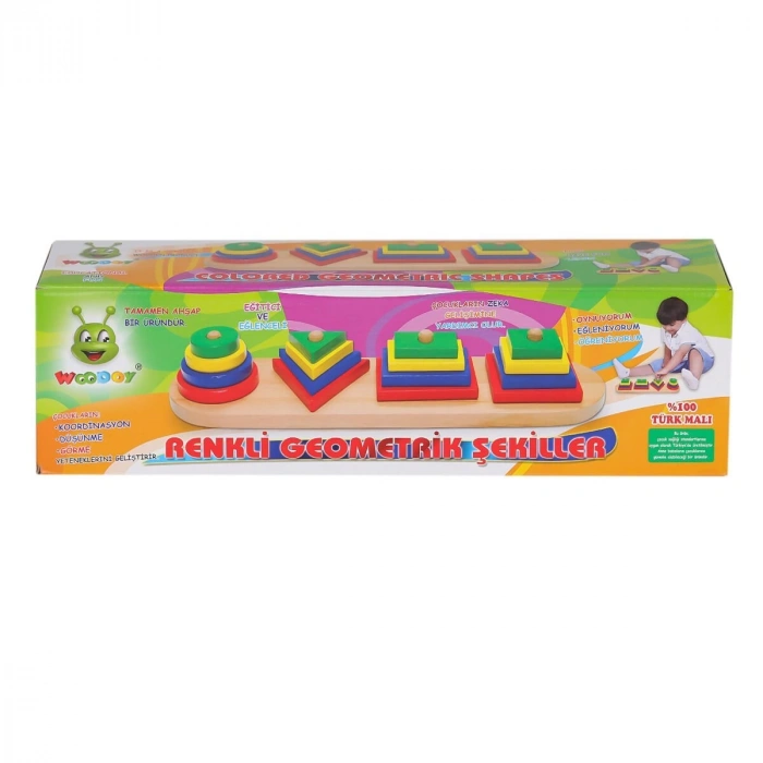 KR006 Woodoy Renkli Geometrik Şekiller -Karsan  Oyuncak