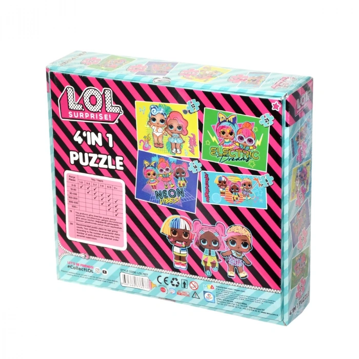 LOL7627 Laço Kids L.O.L. 4ü1 Kutuda Puzzle / 6+12+16+25 Parça Puzzle