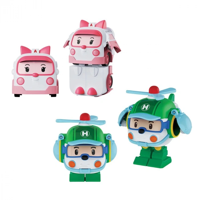 POLI MRT-674 Robocar Poli Mini Transforming Kasabanın Kurtarma Araçları 4lü Set