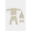 Bebek 4’lü Takım Pantolon, T-shirt, Şapka, Eldiven, Bebek ve Yenidoğan Serisi,Hastane Çıkış Seti