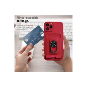 iPhone 12 ile uyumlu , 360 derece halka tutucu stant [kart bölmesi]