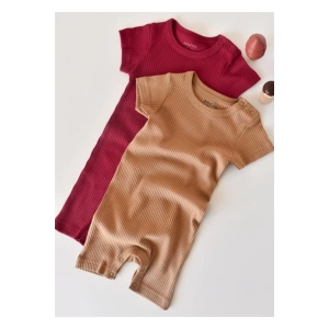 Bebek 2 Adet Kısa Kollu Tulum, %50 Modal Kumaş - %50 Organik Pamuk, Bebek ve Yenidoğan Serisi