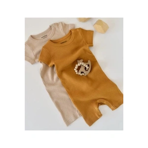 Bebek 2 Adet Kısa Kollu Tulum, %50 Modal Kumaş - %50 Organik Pamuk, Bebek ve Yenidoğan Serisi