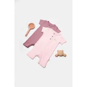 Bebek 2li Kısa Kollu Tulum, %50 Bambu - %50 Organik Pamuk, Bebek ve Yenidoğan Serisi - CSYB9036