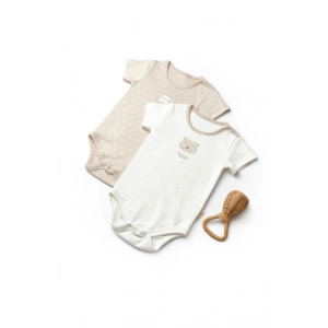 Bebek 2li Kısa Kollu Badi %100 Organik Pamuk, Bebek ve Yenidoğan Serisi - CSY8101