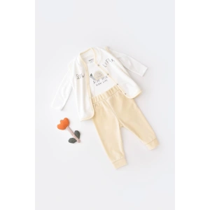 Bebek 3 Parça Kaplumbağa Kadife Yelek Takım, %80 Organik Pamuk & %20 Polyester, Bebek ve Yenidoğan Serisi - CSYK6023