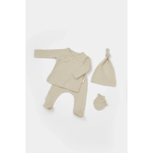 Bebek 4’lü Takım Pantolon, T-shirt, Şapka, Eldiven, Bebek ve Yenidoğan Serisi,Hastane Çıkış Seti