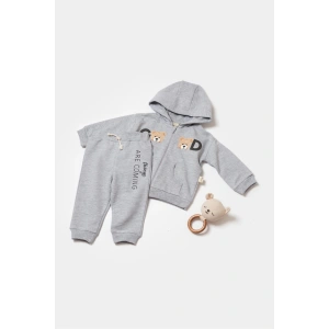Bebek Kapüşonlu Ceket ve Pantolon Takımı, %100 Organik Pamuk, Bebek ve Yenidoğan Serisi - CSY8004