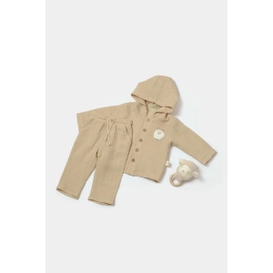 Bebek Kapüşonlu Ceket ve Pantolon Takımı, %100 Pamuk, Bebek ve Yenidoğan Serisi - CSYM7035