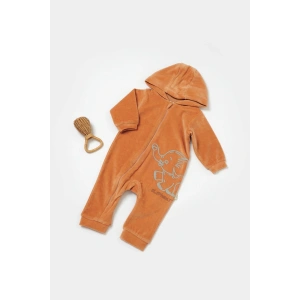 Bebek Kapüşonlu Fermuarlı Tulum, %80 Organik Pamuk & %20 Polyester, Bebek ve Yenidoğan Serisi - CSYK6044