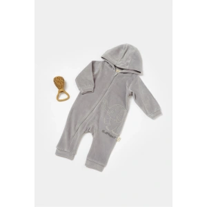 Bebek Kapüşonlu Fermuarlı Tulum, %80 Organik Pamuk & %20 Polyester, Bebek ve Yenidoğan Serisi - CSYK6046