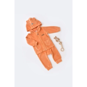 Bebek Kapüşonlu Kadife Pantolon ve Uzun Kollu Ceket Takımı, %80 Organik Pamuk & %20 Polyester, Bebek ve Yenidoğan Serisi - CSYK6017