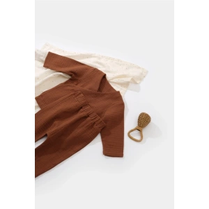 Bebek Kruvaze Uzun Kollu Tişört ve Pantolon Takım, %100 Pamuk, Bebek ve Yenidoğan Serisi - CSYM7013