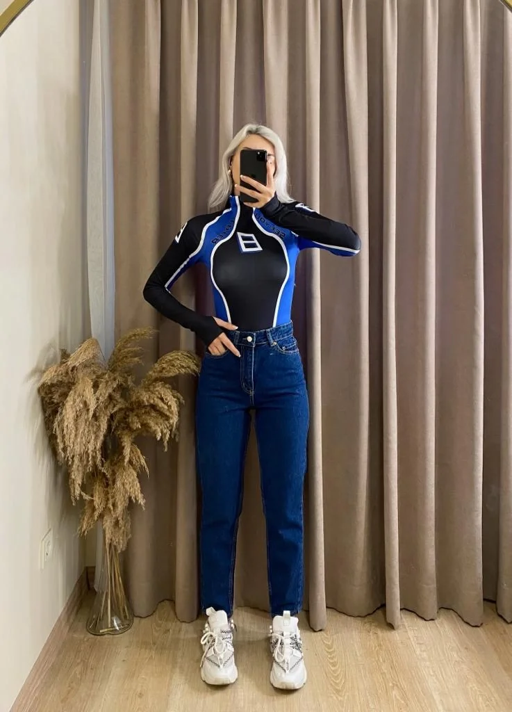 Yüksek Bel Mom Jean- MAVİ