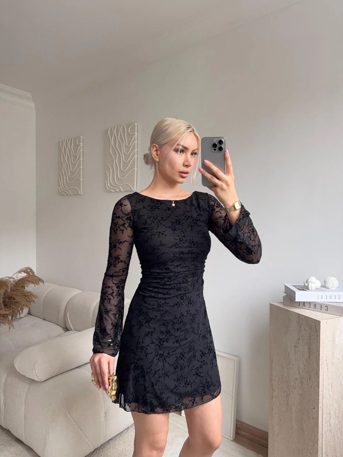 Elegance Dantel Elbise - SİYAH