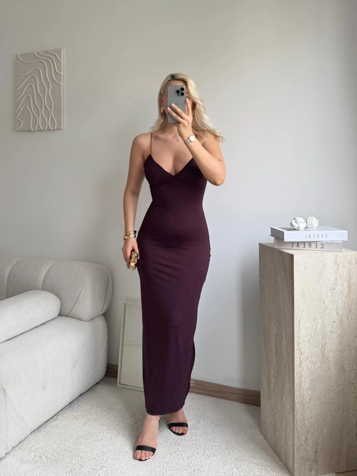 Askılı V Yaka Premium Elbise