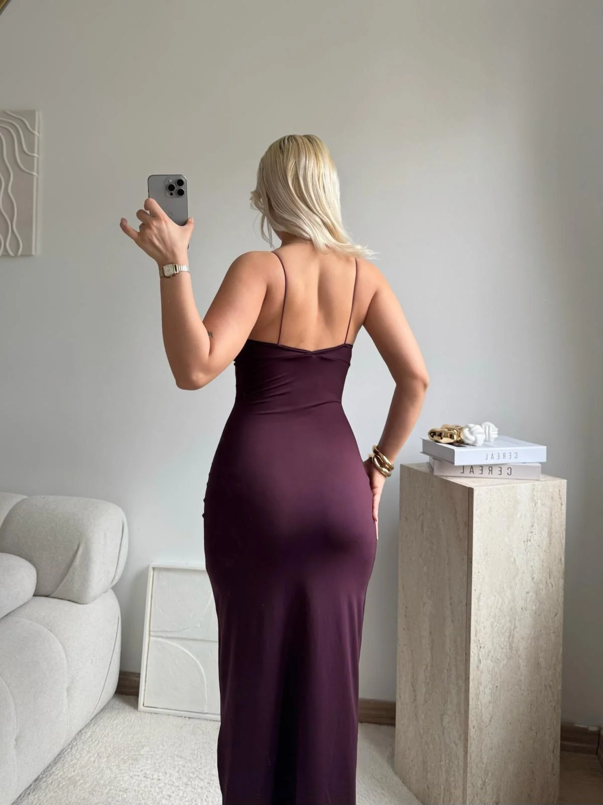 Askılı V Yaka Premium Elbise