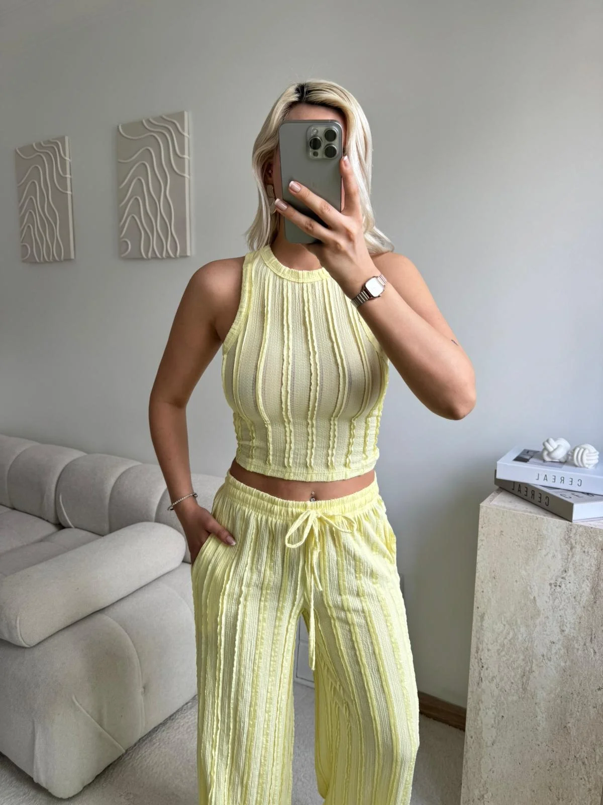 Halter Fitilli İkili Takım - SARI