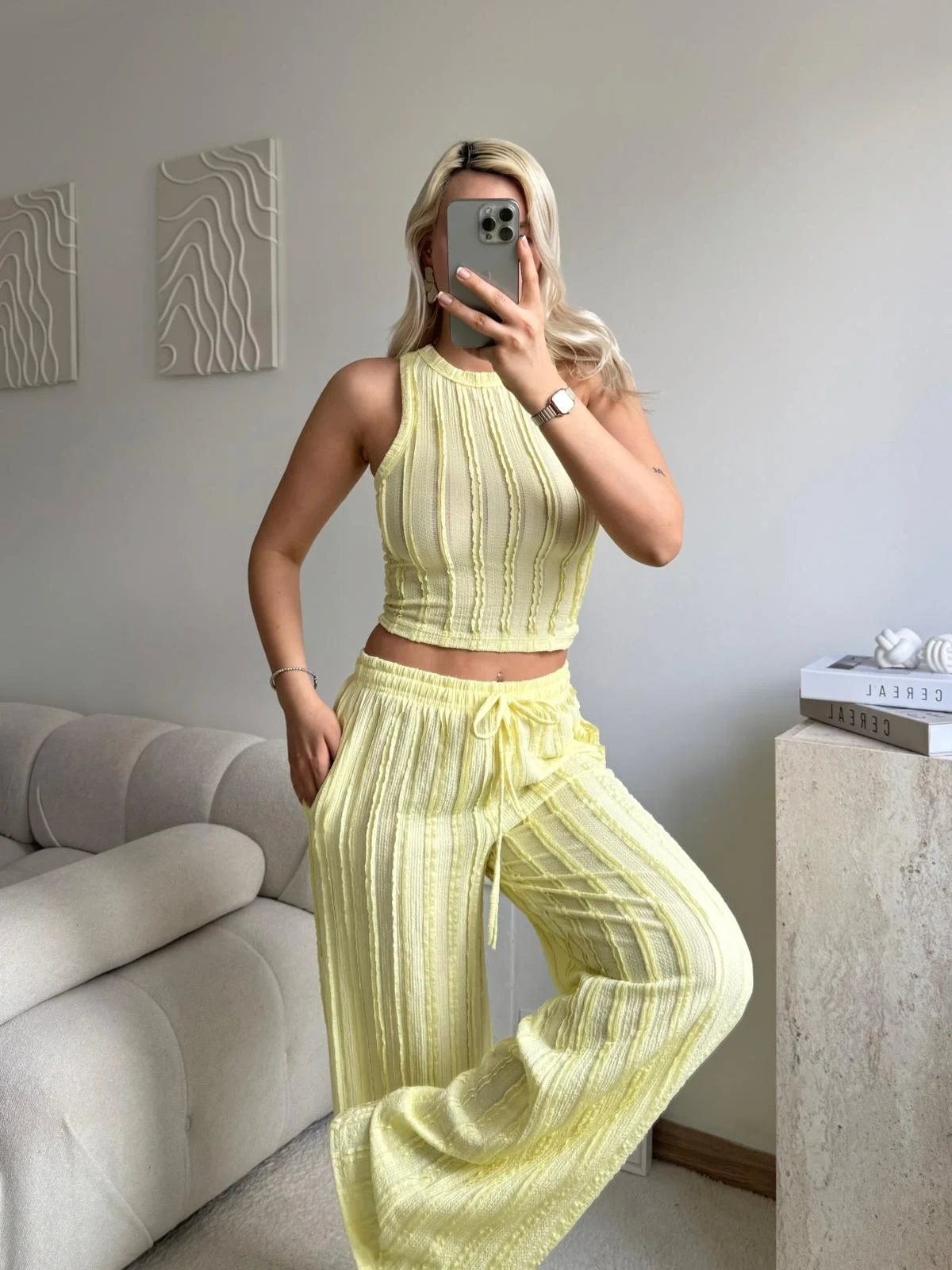 Halter Fitilli İkili Takım - SARI