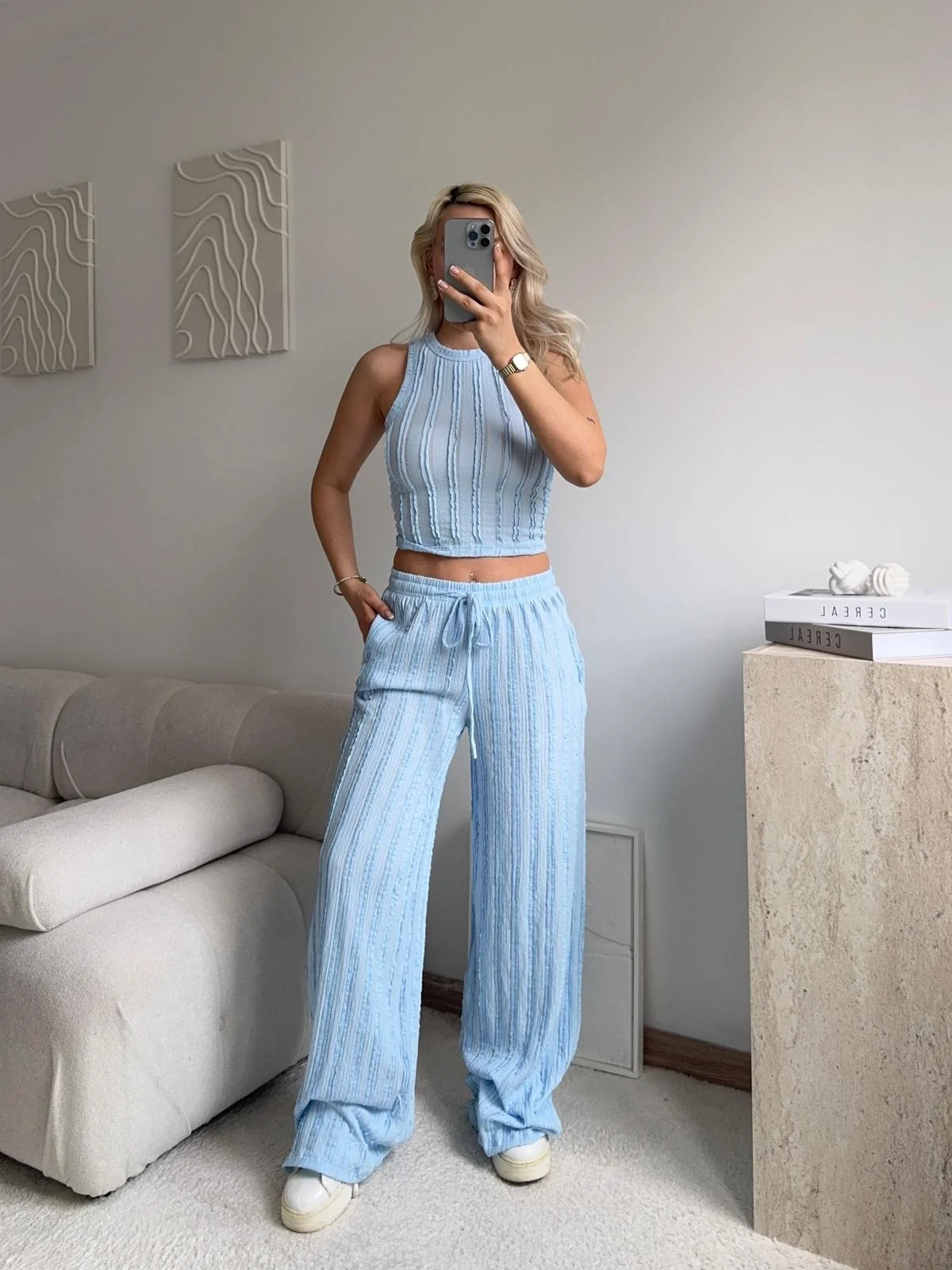 Halter Fitilli İkili Takım - MAVİ