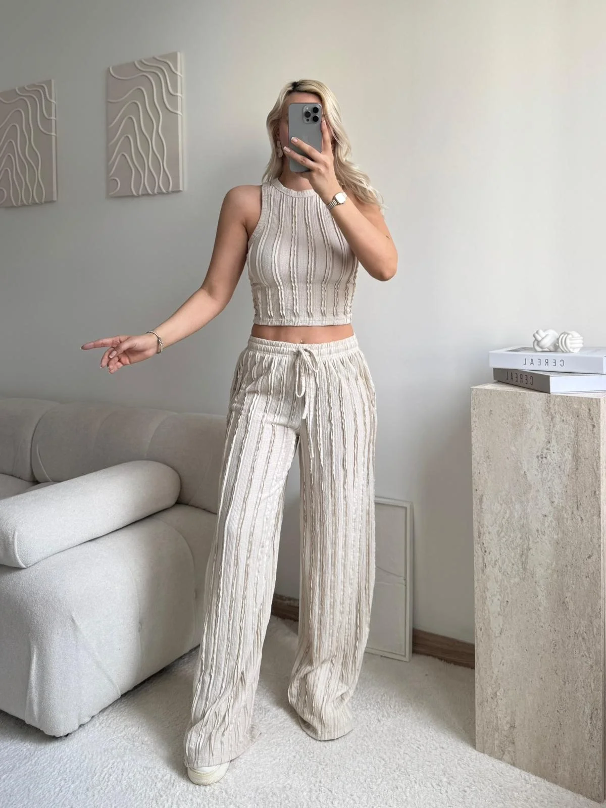 Halter Fitilli İkili Takım - BEJ