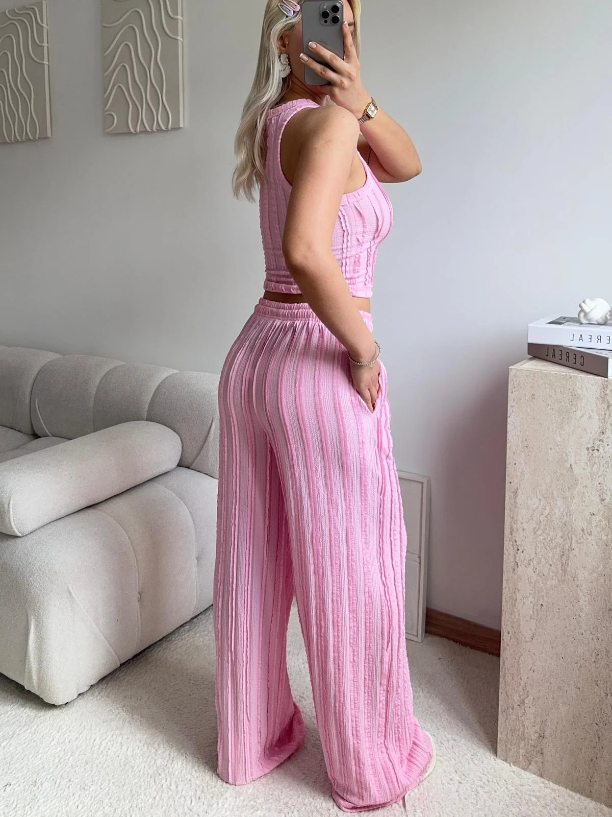 Halter Fitilli İkili Takım - PEMBE