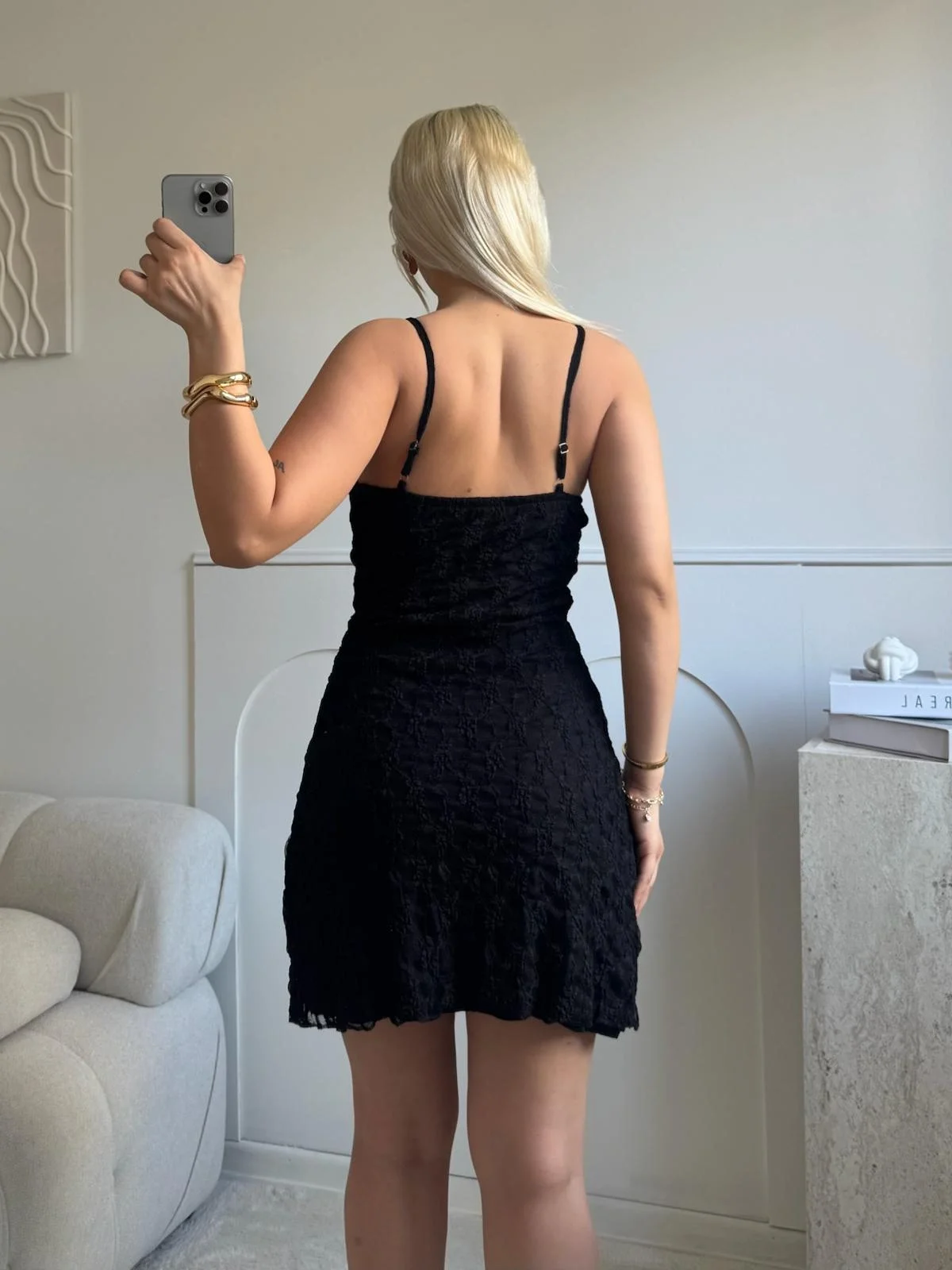 Astarlı İp Askı Dantel Elbise