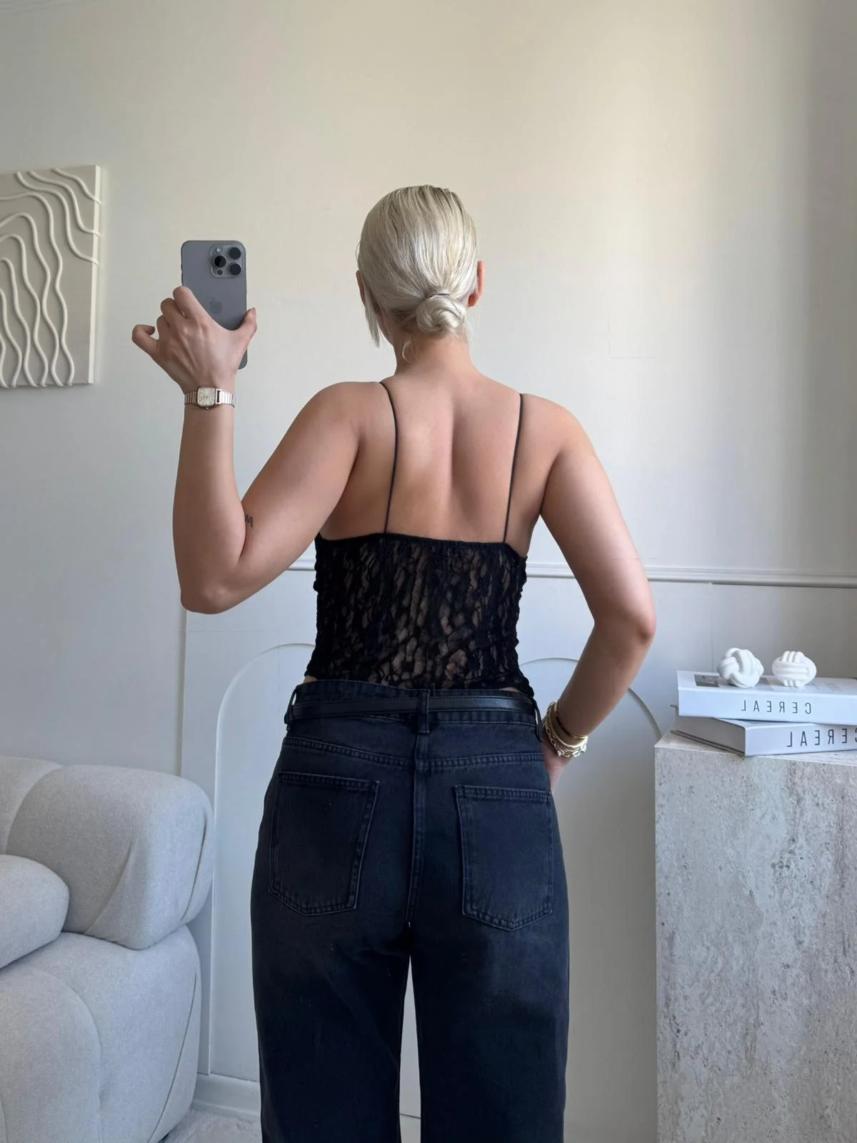 Askılı Dantel Bodysuit - SİYAH