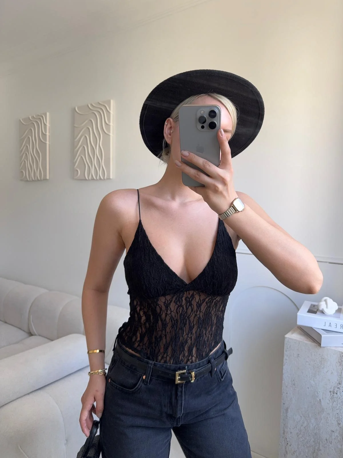 Askılı Dantel Bodysuit - SİYAH