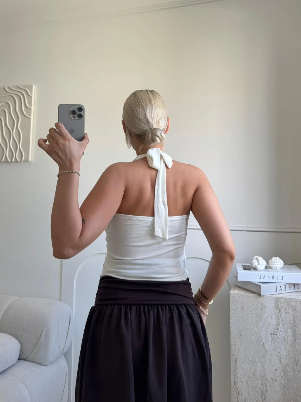 Kruvaze Tokalı Crop - BEYAZ