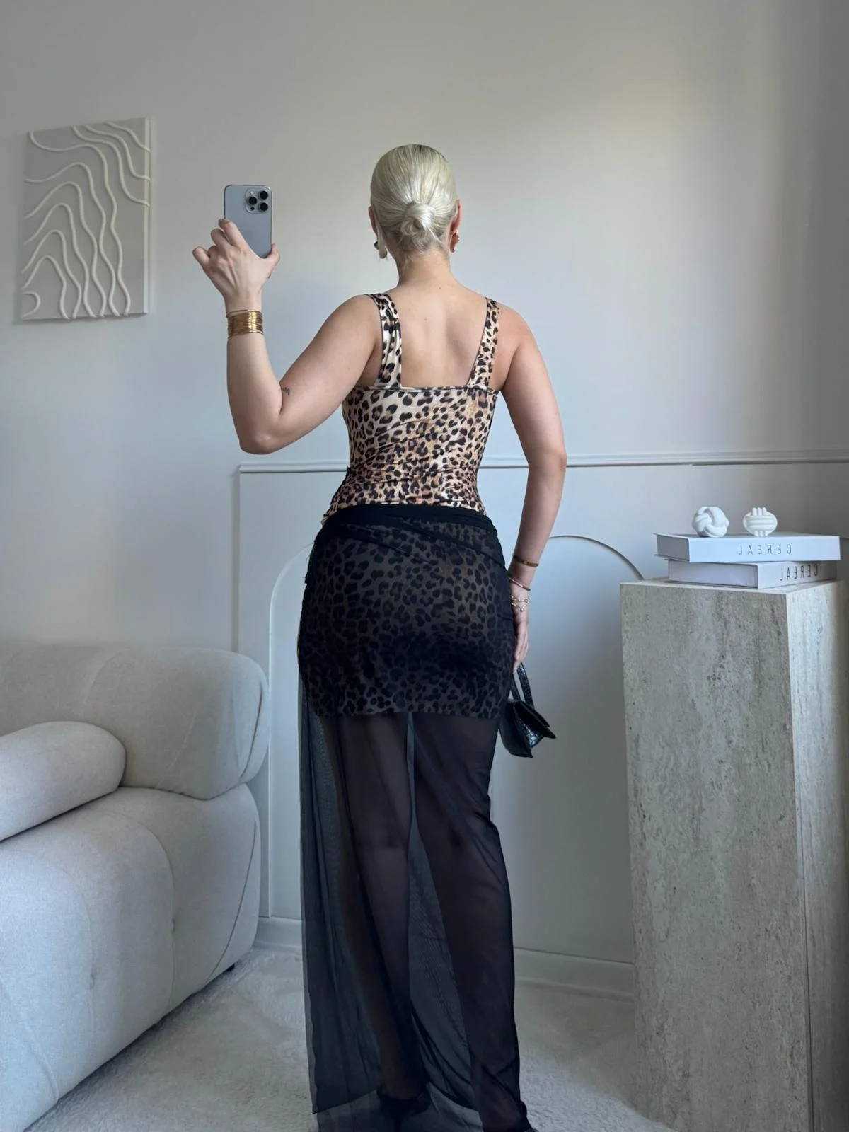 Bel Korse Eteği Tül Elbise - LEOPAR