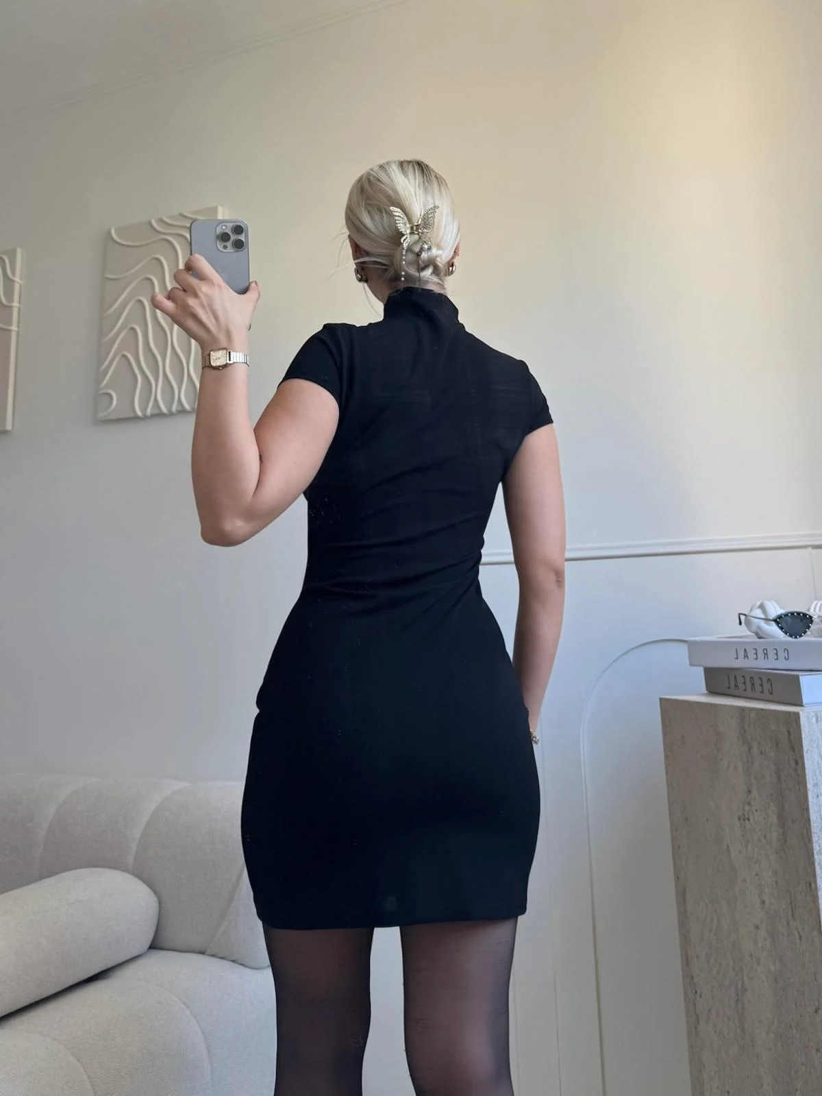 Agraflı Crep Mini Elbise