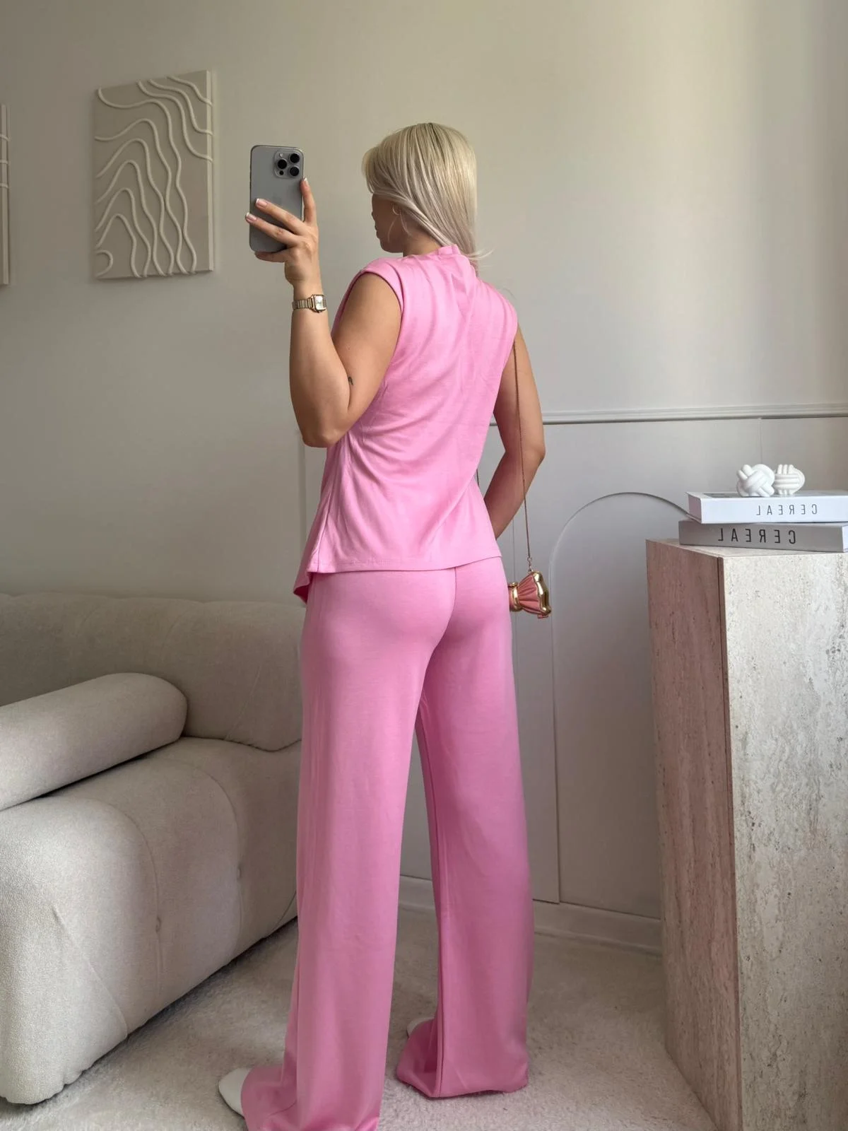 Kruvaze Tokalı Modal İkili Takım - PEMBE