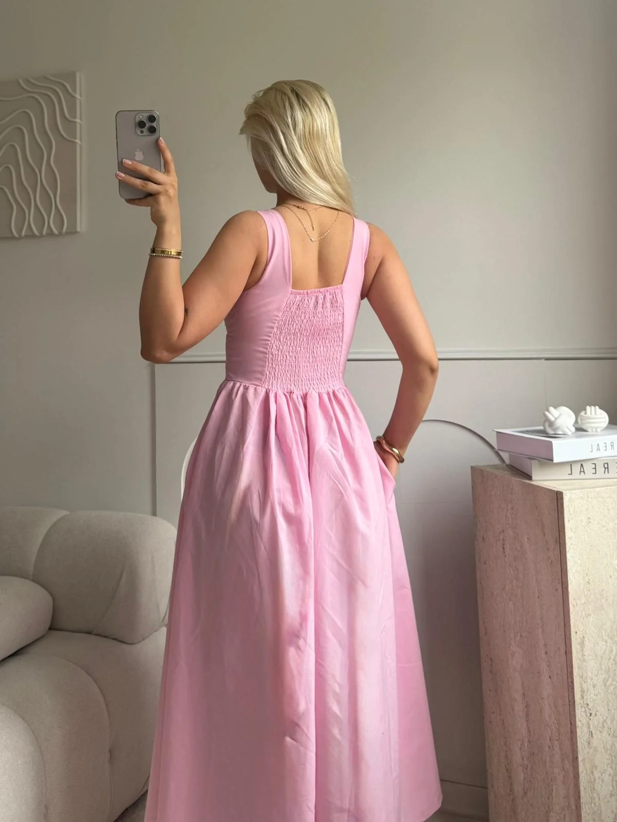Bel Korse Askılı Prenses Elbise - PEMBE