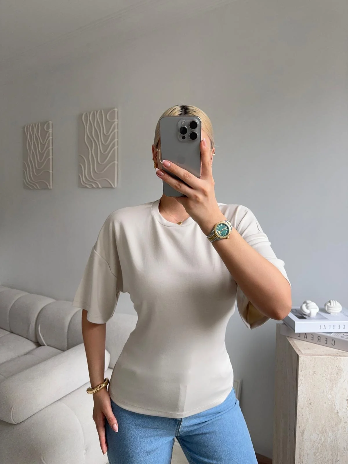 Arkası Bağcıklı Bluz - BEJ