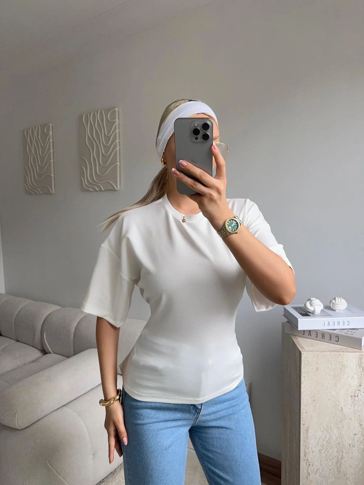 Arkası Bağcıklı Bluz - BEYAZ