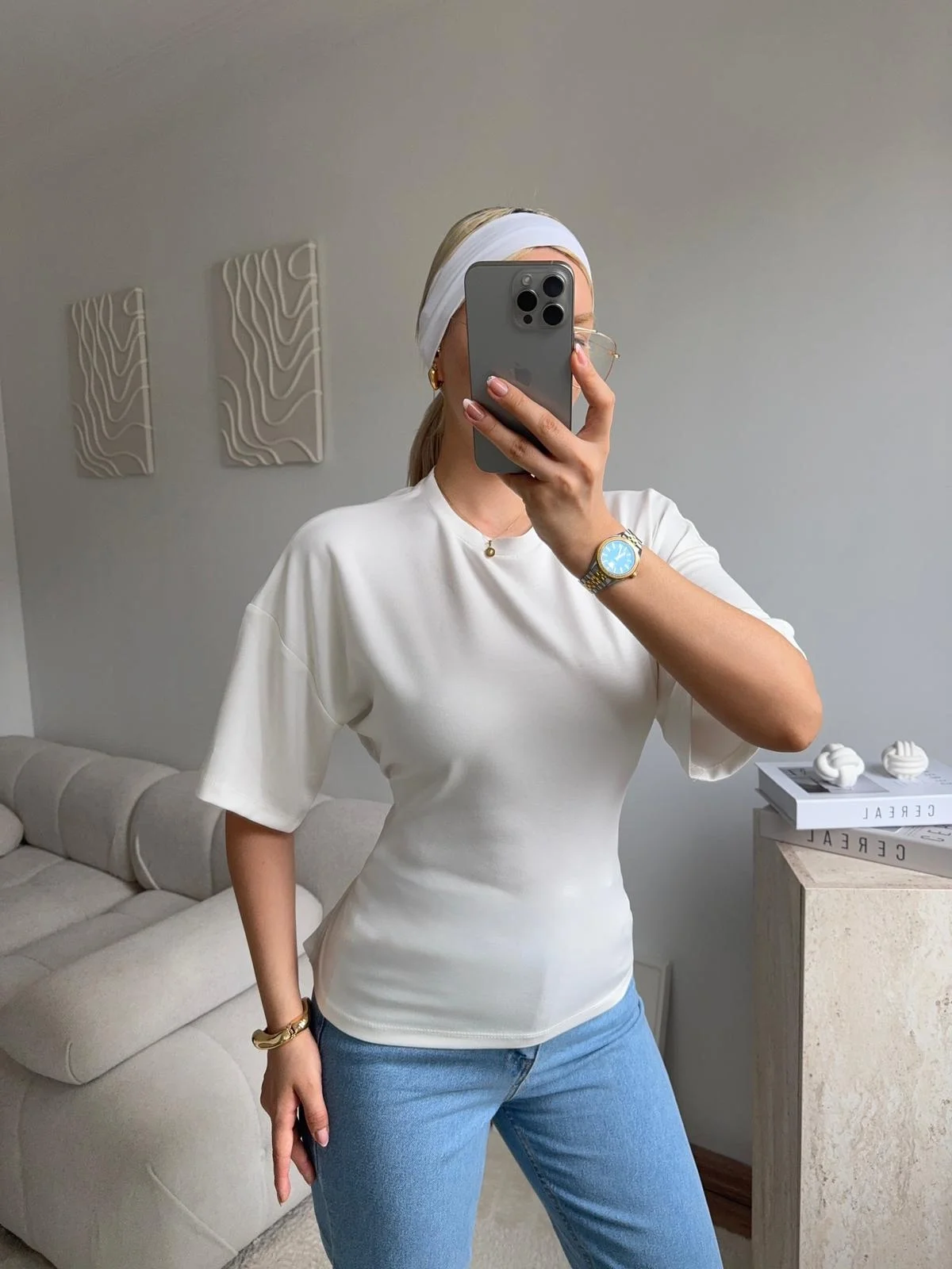 Arkası Bağcıklı Bluz - BEYAZ