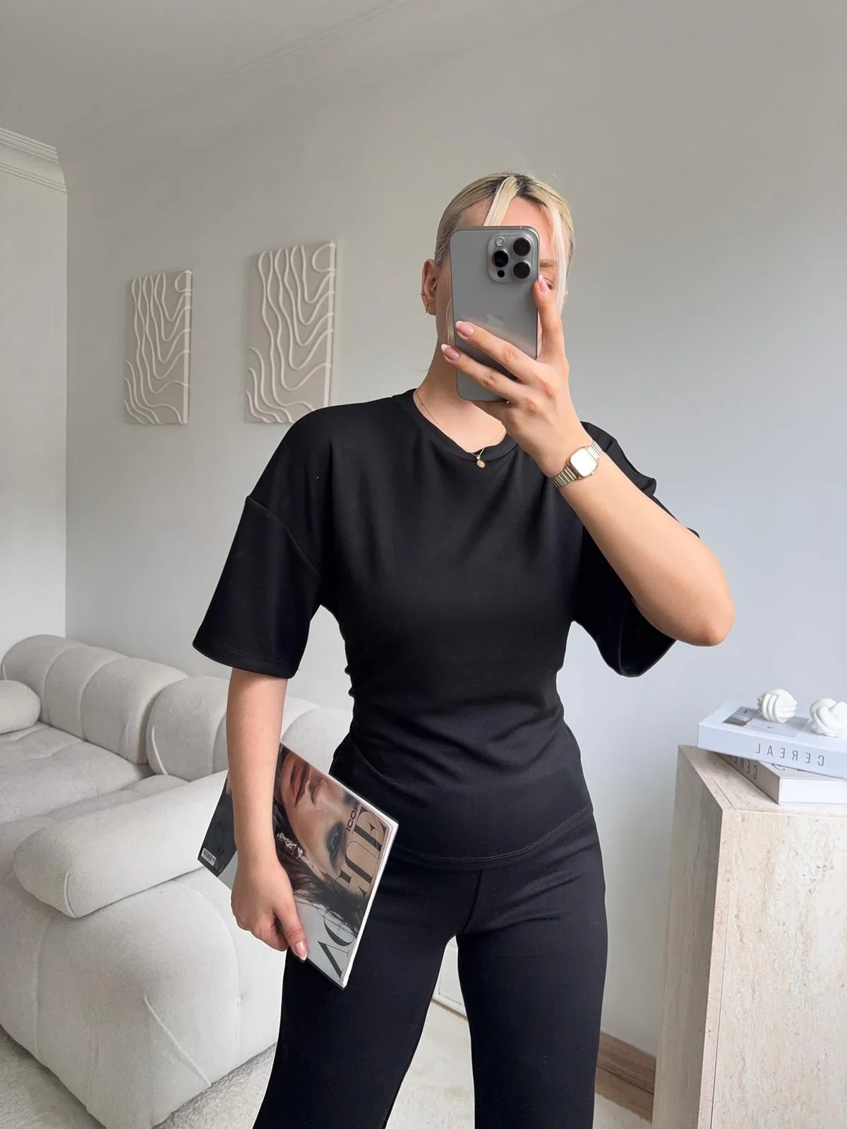 Arkası Bağcıklı Bluz - SİYAH