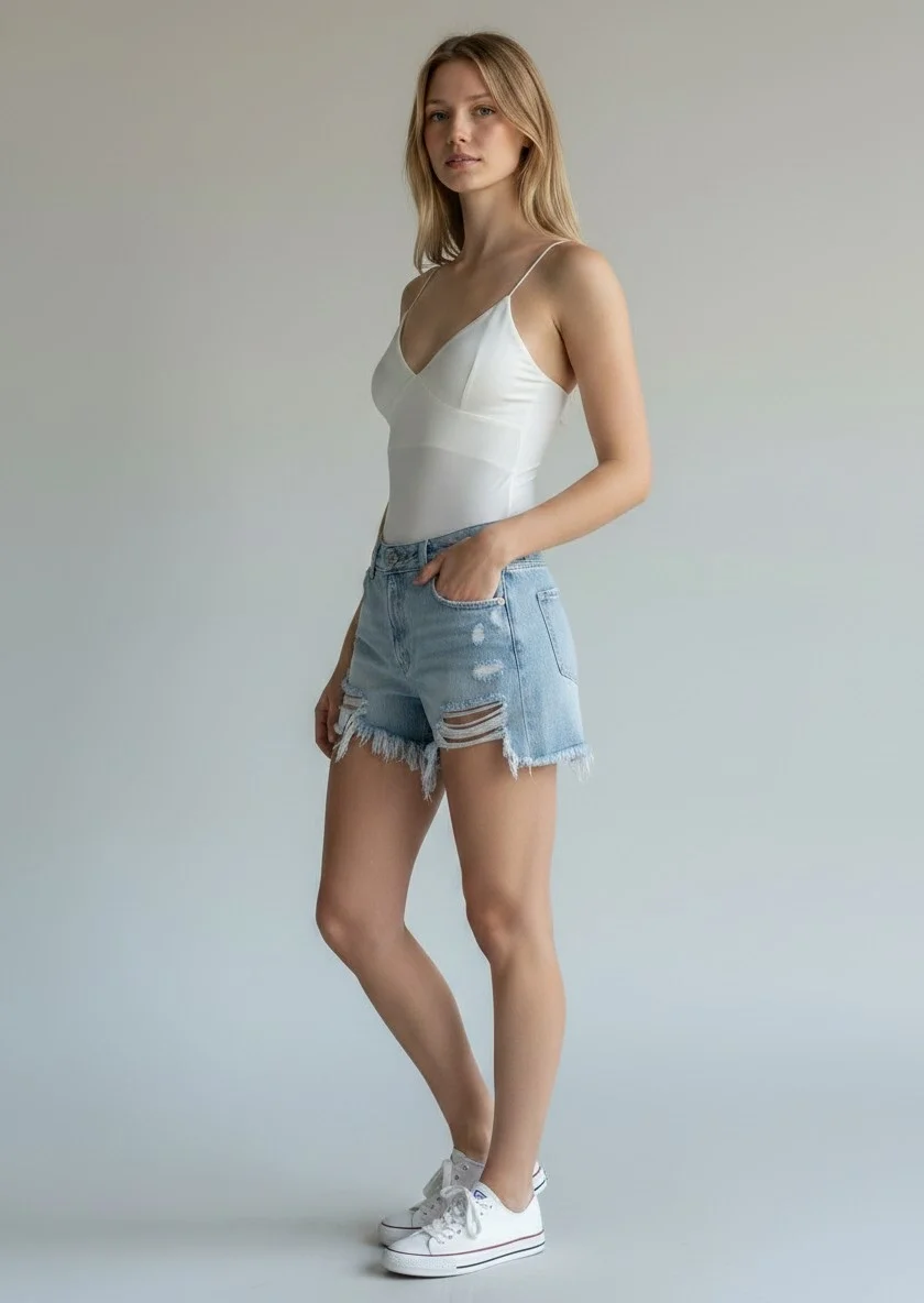 Askılı Biyeli Bodysuit - BEYAZ