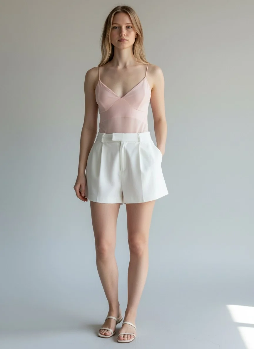 Askılı Biyeli Bodysuit - PEMBE