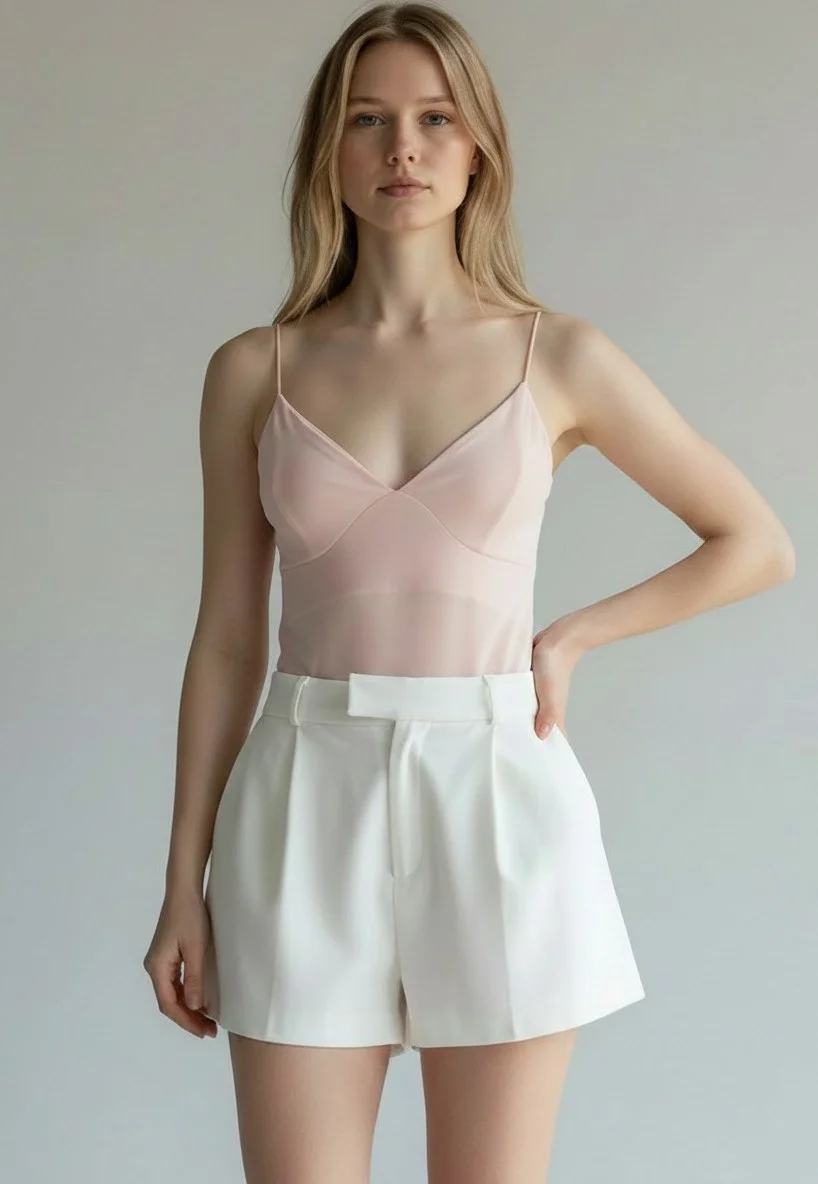 Askılı Biyeli Bodysuit - PEMBE