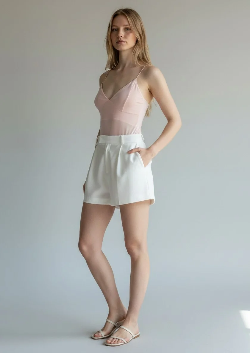 Askılı Biyeli Bodysuit - PEMBE