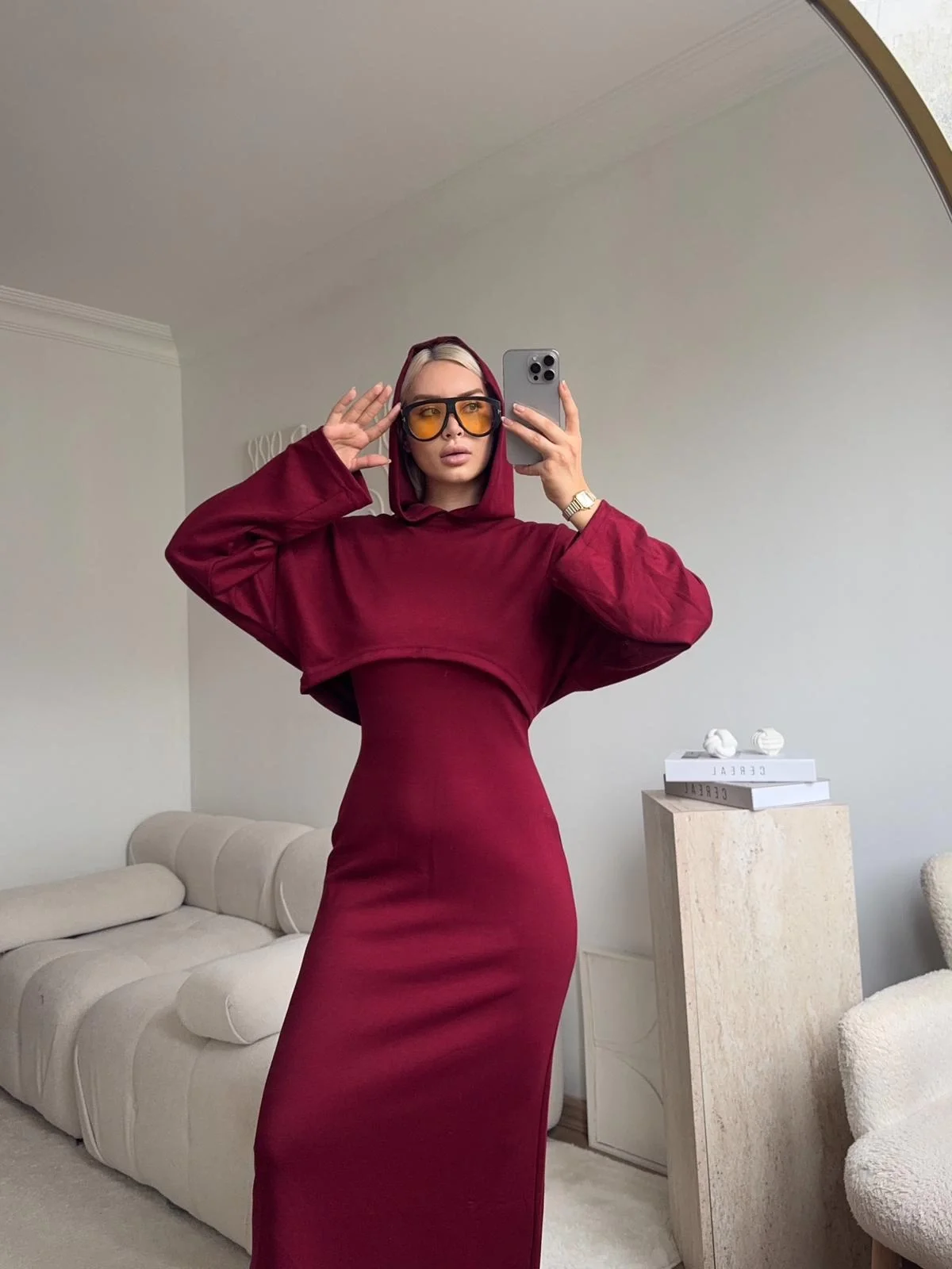 Athena Sweat Elbise Takım - BORDO