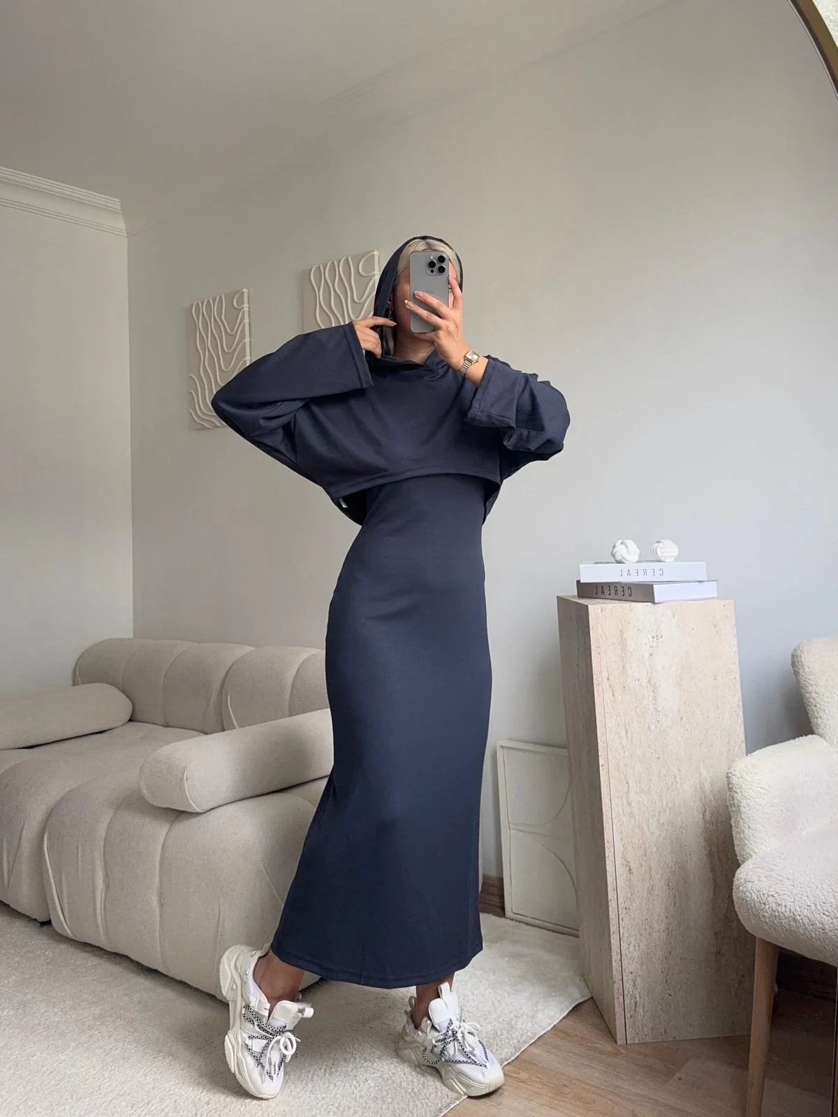 Athena Sweat Elbise Takım - GRİ