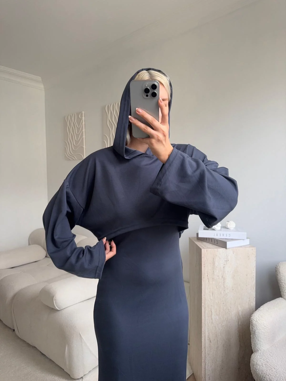 Athena Sweat Elbise Takım - GRİ