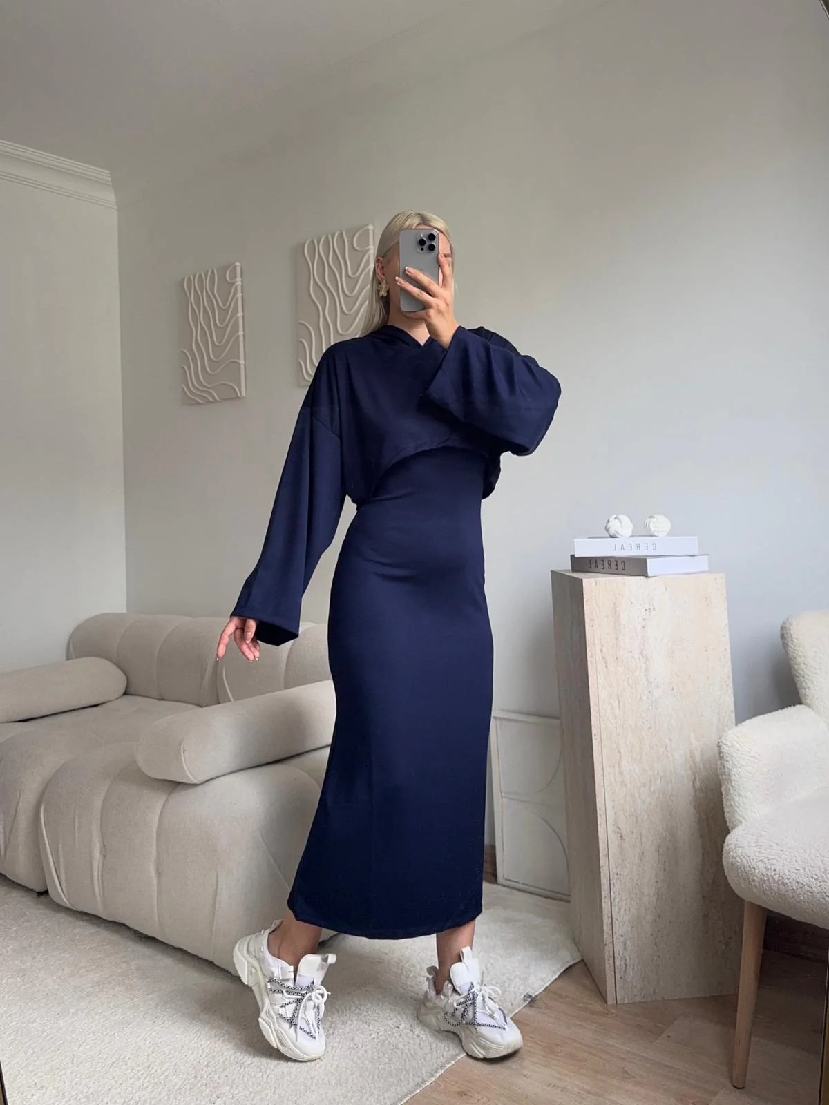 Athena Sweat Elbise Takım - LACİVERT