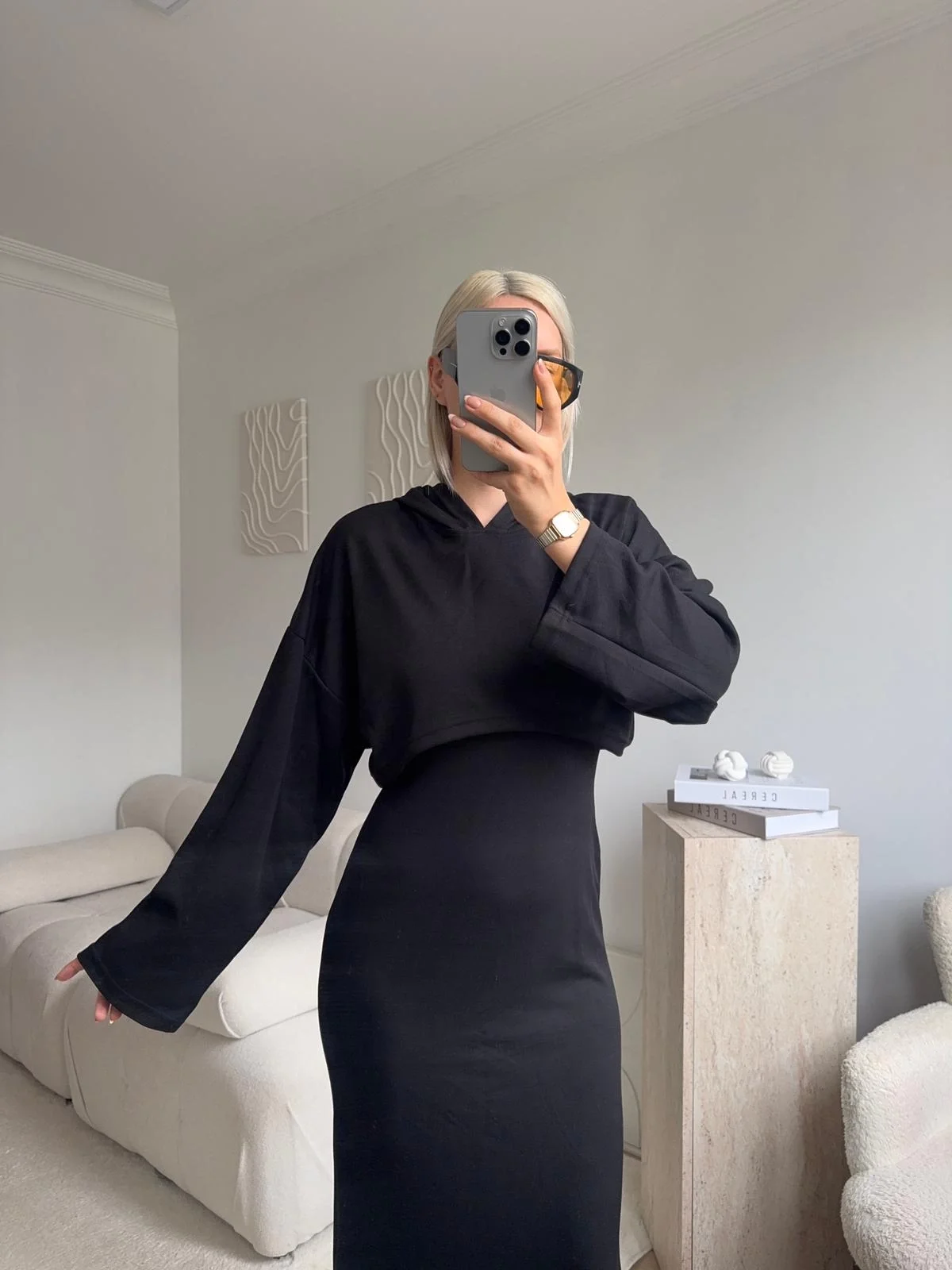 Athena Sweat Elbise Takım - SİYAH